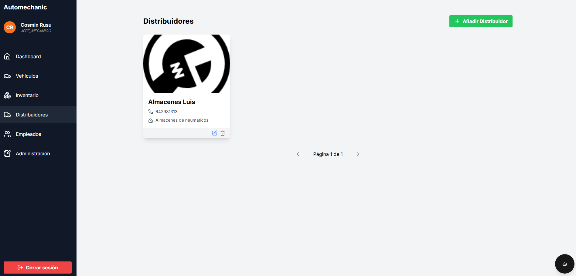 Gestión de distribuidores