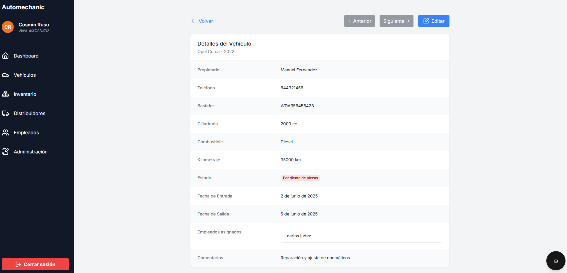 Gestión de Vehículos